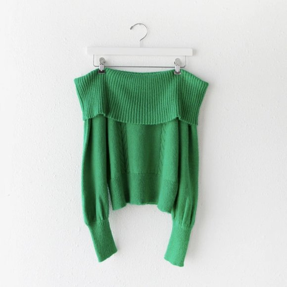 Haley Off Shoulder Sweater In Green - Picture 10 of 10